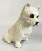 VINTAGE WINSTANLEY WEST HIGHLAND SIZE 5 TERRIER WITH GLASS EYES SIGNED BY ARTIST.