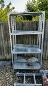 2 X GALVANISED STEEL FOUR TIER WORKSHOP SHELVES EACH - W 80CM X D 31CM X H 171CM.