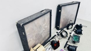 A GROUP OF DISCO LIGHTING TO INCLUDE SHOW TEC LIGHT CABINET, ETC - SOLD AS SEEN.