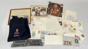 A GROUP OF COMMEMORATIVE EPHEMERA TO INCLUDE THANK YOU LETTERS FROM BUCKINGHAM PALACE,