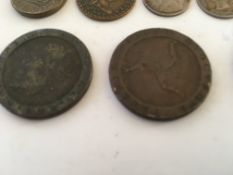 COINS: TUB OF MAINLY OVERSEAS SILVER ODDMENTS, CANADA 1890 25 CENTS, USA QUARTER DOLLAR 1876,