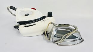 VAPORELLA INOX 3500R POLTI STEAM IRON + A RUSSELL HOBBS STEAM GLIDE 2200 IRON - SOLD AS SEEN.