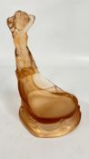 AN ART DECO MUSCHEL MERMAID PEACH PINK FROSTED GLASS SOAP DSH,