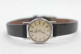 LADIES VINTAGE OMEGA DE VILLE WATCH ON LEATHER STRAP.