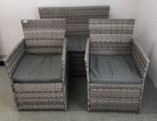 3 PIECE RATTAN GARDEN FURNITURE SET TO INCLUDE 2 SINGLE SEATS,