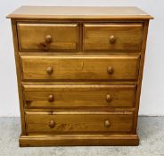 MODERN 2 OVER 3 DRAWER PINE CHEST.