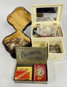 TWO JEWELLERY BOXES AND CONTENTS TO INCLUDE BEADED NECKLACES,