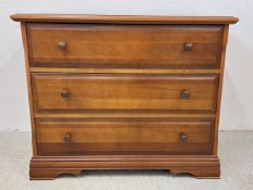 MODERN 3 DRAWER CHERRY WOOD FINISH CHEST.