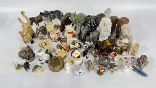 TWO BOXES CONTAINING AN EXTENSIVE COLLECTION OF ASSORTED ELEPHANT ORNAMENTS,