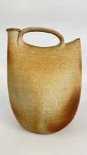 JOHN LEACH: A STONEWARE CROSS-HANDLED FLASK, SIGNED MUCHELNEY.