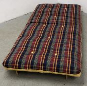 A PINE FUTON FRAME + FUTON, W 201CM, D 96CM.