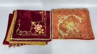 THREE VINTAGE ALTAR CLOTHS.