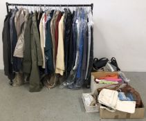 A GROUP OF GOOD QUALITY LADIES AND GENT'S CLOTHING TO INCLUDE JACKETS, SKIRTS,