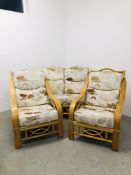BAMBOO FRAMED THREE PIECE CONSERVATORY SUITE.
