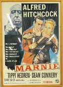 LARGE FRAMED AND GLAZED ITALIAN ALFRED HITCHCOCK 'MARNIE' FILM POSTER.