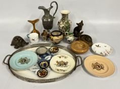 QUANTITY OF COLLECTIBLES INCLUDING MURANO BOWL, POOLE POTTERY ANIMALS, ANTIQUE CHINA AND GOUDA.