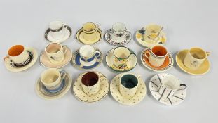 A GROUP OF ART DECO COFFEE CANS AND SAUCERS TO INCLUDE NEWHALL,