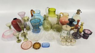 A BOX OF C19TH GLASSWARE INCLUDING POWELL GLASS & WHITEFRIARS EXAMPLES + 6 X SIP RIM VESTA /