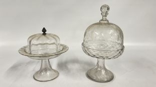 2 X C19TH GLASS COMPORTES / TAZZAS + COVERS.