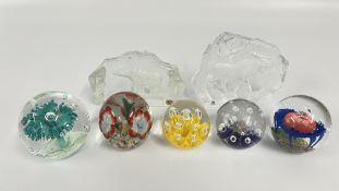 7 GLASS PAPERWEIGHTS,