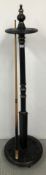 A VINTAGE SNOOKER CUE STAND AND A VINTAGE CUE.