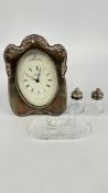 A SILVER MOUNTED MANTEL CLOCK MARKED R.