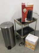 A STAINLESS STEEL KITCHEN BIN,