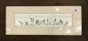 A FRAMED AND MOUNTED WATERCOLOUR TITLED 