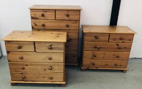 3 PIECES OF PINE BEDROOM FURNITURE TO INCLUDE TWO OVER 4 DRAWER CHEST W 83CM X D 39CM X H 106CM AND