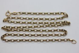 A 9CT GOLD BELCHER CHAIN L 54CM.