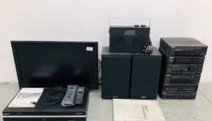 SONY 22 INCH TELEVISION AND SONY DVD RECORDER WITH REMOTES (NO CABLE) AND JOHN LEWIS DAB BLU TOOTH