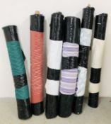 6 X ROLLS OF MATERIAL, ROLL WIDTH 1500MM, EACH APPROX 30-50 METRES.