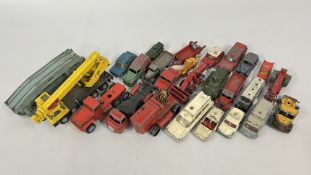 A QUANTITY OF ASSORTED VINTAGE DIE-CAST MODEL VEHICLES MANY DINKY EXAMPLES, ETC.