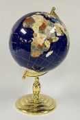 A GEM STONE WORLD GLOBE, IN PRESENTATION BOX.