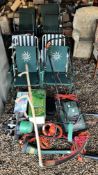 GARDEN POWER TOOLS AND ACCESSORIES TO INCLUDE QUALCAST ELECTRIC TILLER,