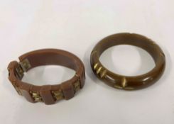 TWO ART DECO BAKELITE BRACELETS TO INCLUDE CUFF EXAMPLE.