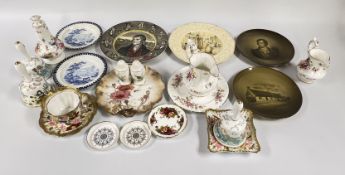 A GROUP OF ASSORTED CHINA TO INCLUDE THREE HAMMERSLEY BELLS, TWO GRADUATED JUGS, SALT AND PEPPER,