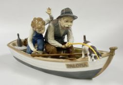 A LLADRO FISHING WITH GRAMPS FIGURINE 01005215, IN ORIGINAL PRESENTATION BOX.