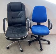 TWO GOOD QUALITY MODERN ADJUSTABLE OFFICE CHAIRS.