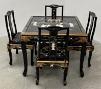 BLACK JAPANESE STYLE HAND PAINTED LACQUERED FINISHED TABLE,