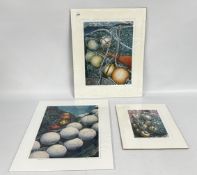 A GROUP OF 3 LIMITED EDITION SIGNED GICLEE PRINTS - TRAWLER RELATED - INCLUDING ODD BUOYS,