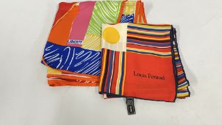TWO VINTAGE DESIGNER SCARVES TO INCLUDE A LIBERTY AND LOUIS FERAUD EXAMPLE.