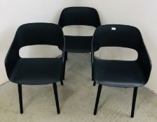 A SET OF 3 PEDRALI BABILA ITALIAN DESIGNER CHAIRS. (BLACK).