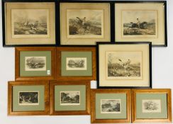 A SET OF FOUR FRAMED AND MOUNTED 