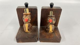 PAIR 'YZ' DUNHILL STYLE BAKELITE & NUT BOOK ENDS.