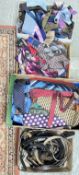 AN EXTENSIVE GROUP OF GENTS TIES TO INCLUDE SILK EXAMPLES + VARIOUS BELTS TO INCLUDE LEATHER.