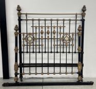 VICTORIAN METAL AND BRASS BED FRAME INLAID WITH MOTHER OF PEARL.