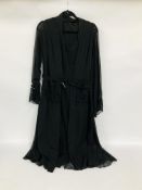 A 1920'S BLACK CHIFFON DRESS AND OVER JACKET.