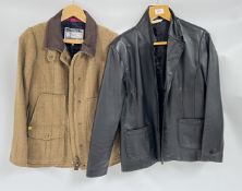A LADIES JOULES SIZE 10 TWEED JACKET AND LADIES LEATHER JACKET SIZE 12.