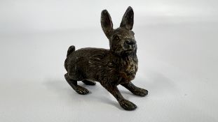 C19TH AUSTRIAN COLD PAINTED BRONZE HARE.